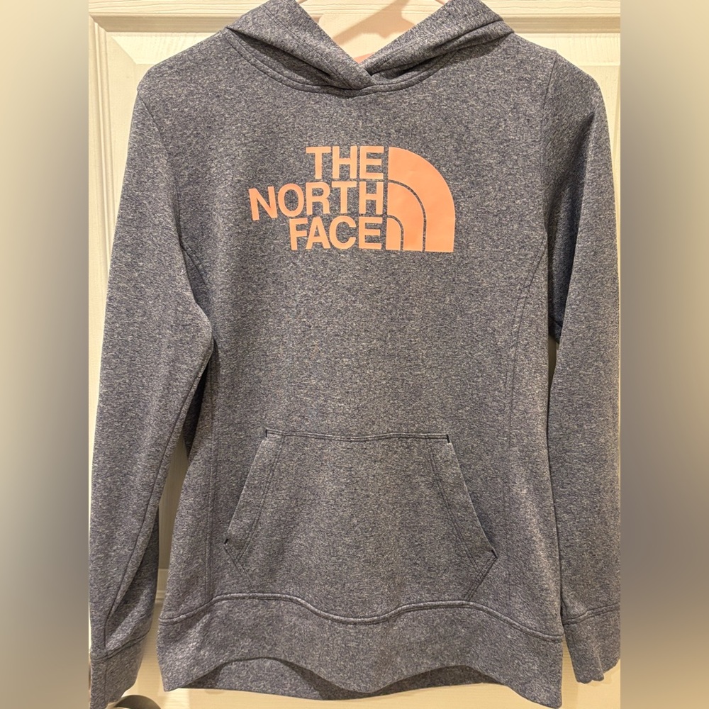The North Face Blue‎ Hoodie with Pink Logo